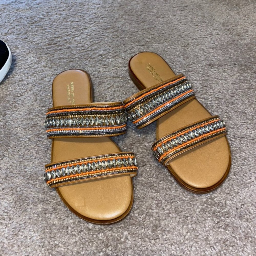 Sophia Milano Orange Beaded Sandals